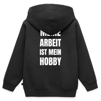Meine Arbeit ist mein Hobby. - Kinder Premium Organic Zip Hoodie - Schwarz - Hinten - AI Model Kid Male (0cm)