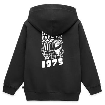 Né en 1975 - Le plus grand blockbuster de tous les temps - Sweat Premium à capuche zippé enfant bio - noir - Dos - AI Model Kid Male (0cm)