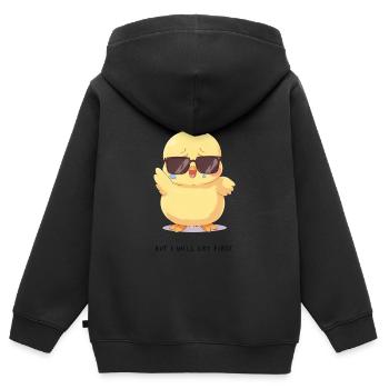 I Will Handle It – Crying Chick mit Brille - Kinder Premium Organic Zip Hoodie - Schwarz - Hinten - AI Model Kid Male (0cm)
