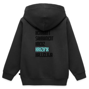 Bayrisch Fluchen - Kinder Premium Organic Zip Hoodie - Schwarz - Hinten - AI Model Kid Male (0cm)