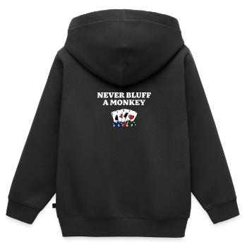 Never Bluff a Monkey Drôle Poker Humour Poker - Sweat Premium à capuche zippé enfant bio - noir - Dos - AI Model Kid Male (0cm)