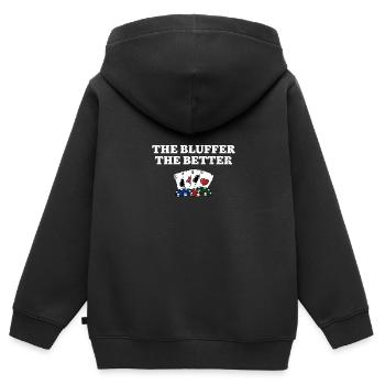 Le Bluffer le meilleur jeu de poker - Sweat Premium à capuche zippé enfant bio - noir - Dos - AI Model Kid Male (0cm)