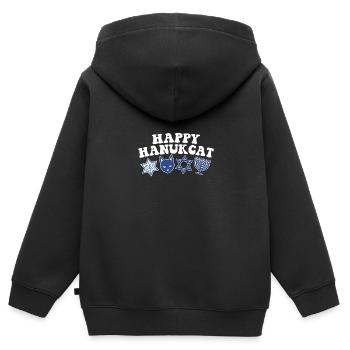 Joyeux Hanoukka Hanukcat costume juif Menorah - Sweat Premium à capuche zippé enfant bio - noir - Dos - AI Model Kid Male (0cm)