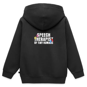 Sprachtherapeutin von Tiny Humans - Kinder Premium Organic Zip Hoodie - Schwarz - Hinten - AI Model Kid Male (0cm)