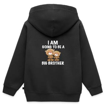 Je vais être un grand frère, un ours en peluche - Sweat Premium à capuche zippé enfant bio - noir - Dos - AI Model Kid Male (0cm)
