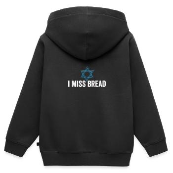 I Miss Bread Funny Jewish Kosher Passover No - Kinder Premium Organic Zip Hoodie - Schwarz - Hinten - AI Model Kid Male (0cm)