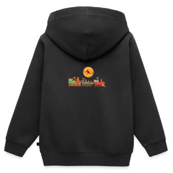 Spooky Halloween Ghost Train Zombie Boo Trick Or - Kids Premium Organic Zip-up Hoodie - black - Back - AI Model Kid Male (0cm)