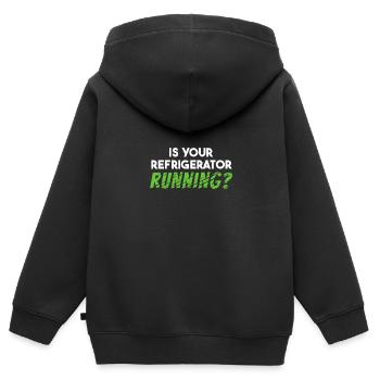 Läuft Ihr Kühlschrank? - Kinder Premium Organic Zip Hoodie - Schwarz - Hinten - AI Model Kid Male (0cm)