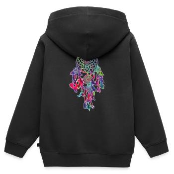attrapeur de rêve - Sweat Premium à capuche zippé enfant bio - noir - Dos - AI Model Kid Male (0cm)