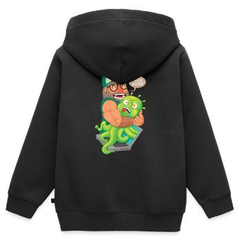 Câlins gratuits - Sweat Premium à capuche zippé enfant bio - noir - Dos - AI Model Kid Male (0cm)