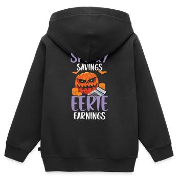 Gespenstische Ersparnisse Unheimliche Einnahmen Bu - Kinder Premium Organic Zip Hoodie - Schwarz - Hinten - AI Model Kid Male (0cm)