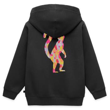 Lémuriens Zoo de Madagascar Animal Dames Lémurien Fille - Sweat Premium à capuche zippé enfant bio - noir - Dos - AI Model Kid Male (0cm)