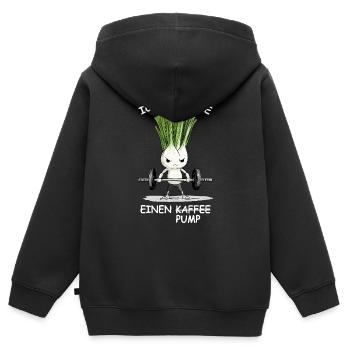 Gym - Kinder Premium Organic Zip Hoodie - Schwarz - Hinten - AI Model Kid Male (0cm)