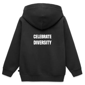 Célébrer la diversité - Sweat Premium à capuche zippé enfant bio - noir - Dos - AI Model Kid Male (0cm)