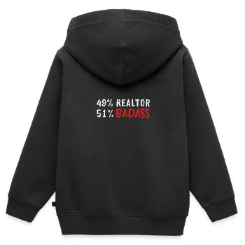 49% Realtor 51% Badass Funny Real Estate Agent Zit - Kinder Premium Organic Zip Hoodie - Schwarz - Hinten - AI Model Kid Male (0cm)