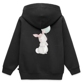 Ballon de lapin - Sweat Premium à capuche zippé enfant bio - noir - Dos - AI Model Kid Male (0cm)