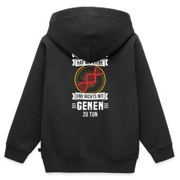 VATERSCHAFT HAT MIT LIEBE ZU TUN - Kinder Premium Organic Zip Hoodie - Schwarz - Hinten - AI Model Kid Male (0cm)