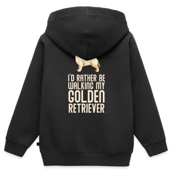 Golden Retriever - Sweat Premium à capuche zippé enfant bio - noir - Dos - AI Model Kid Male (0cm)