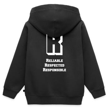 Letter & Characters (R) - Kids Premium Organic Zip-up Hoodie - black - Back - AI Model Kid Male (0cm)