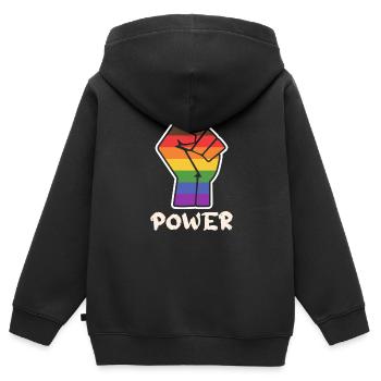 Power Alternative Pride Fist Design pour l’égalité - Sweat Premium à capuche zippé enfant bio - noir - Dos - AI Model Kid Male (0cm)