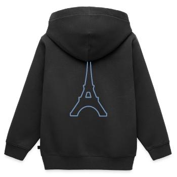 Eiffelturm Paris minimalistisches Wahrzeichen - Kinder Premium Organic Zip Hoodie - Schwarz - Hinten - AI Model Kid Male (0cm)