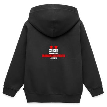 Brandschutzbeauftragter Spruch Beruf Lustig - Kinder Premium Organic Zip Hoodie - Schwarz - Hinten - AI Model Kid Male (0cm)