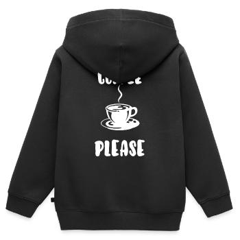 Kaffee bitte - Kinder Premium Organic Zip Hoodie - Schwarz - Hinten - AI Model Kid Male (0cm)