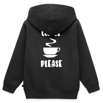Kaffee bitte - Kinder Premium Organic Zip Hoodie - Schwarz - Hinten - AI Model Kid Male (0cm)