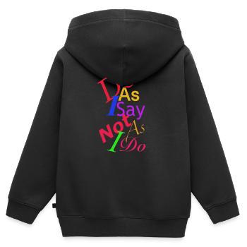 Tue, was ich sage - Kinder Premium Organic Zip Hoodie - Schwarz - Hinten - AI Model Kid Male (0cm)