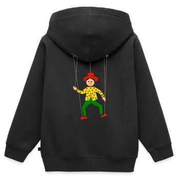 marionnettes - Sweat Premium à capuche zippé enfant bio - noir - Dos - AI Model Kid Male (0cm)