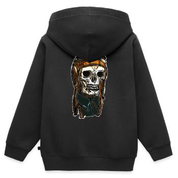 Skull mit Helmkappe - Kinder Premium Organic Zip Hoodie - Schwarz - Hinten - AI Model Kid Male (0cm)