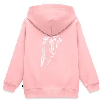 Wheelie extrem mit Rennmotorrad - hell - Kinder Premium Organic Zip Hoodie - Rosa - Hinten - AI Model Kid Female (0cm)