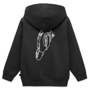 Wheelie extreme avec moto de course - lumineux - Sweat Premium à capuche zippé enfant bio - noir - Dos - AI Model Kid Male (0cm)