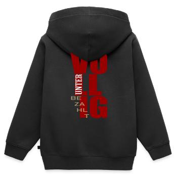 Paiement de salaire complètement sous-payé - Sweat Premium à capuche zippé enfant bio - noir - Dos - AI Model Kid Male (0cm)