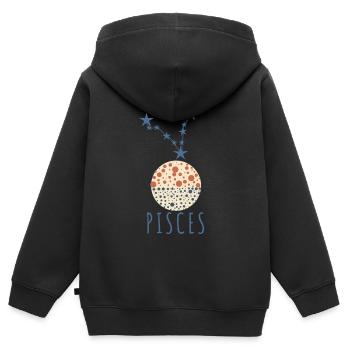 La constellation des Poissons - Sweat Premium à capuche zippé enfant bio - noir - Dos - AI Model Kid Male (0cm)