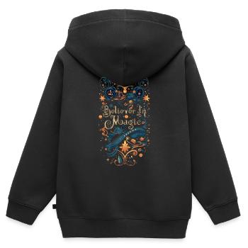 Whimsical Optimist - Kids Premium Organic Zip-up Hoodie - black - Back - AI Model Kid Male (0cm)
