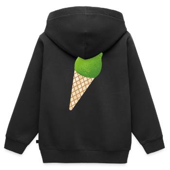 Glace au citron vert Glace d’été Citron Fruit Vacances - Sweat Premium à capuche zippé enfant bio - noir - Dos - AI Model Kid Male (0cm)