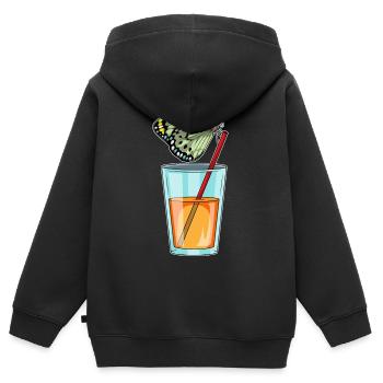 Schmetterling Saft - Kinder Premium Organic Zip Hoodie - Schwarz - Hinten - AI Model Kid Male (0cm)