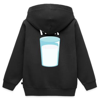 Glas Milch - Kinder Premium Organic Zip Hoodie - Schwarz - Hinten - AI Model Kid Male (0cm)