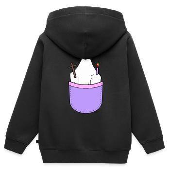 Saint- Religieux Halo Sac fourre-tout - Sweat Premium à capuche zippé enfant bio - noir - Dos - AI Model Kid Male (0cm)