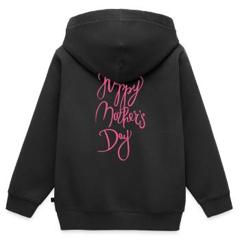 Calligraphie de la fête des mères - Sweat Premium à capuche zippé enfant bio - noir - Dos - AI Model Kid Male (0cm)