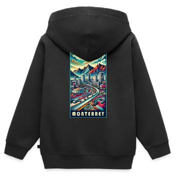 Monterrey Mexiko Stadt Reise Design - Kinder Premium Organic Zip Hoodie - Schwarz - Hinten - AI Model Kid Male (0cm)