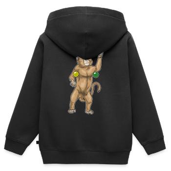 Singe jongleur jongleur - Sweat Premium à capuche zippé enfant bio - noir - Dos - AI Model Kid Male (0cm)