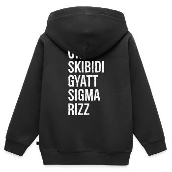 Ohio Skibidi Gyatt Sigma Rizz - Sweat Premium à capuche zippé enfant bio - noir - Dos - AI Model Kid Male (0cm)