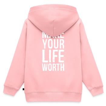 Machen Sie Ihr Leben wertvoll - Kinder Premium Organic Zip Hoodie - Rosa - Hinten - AI Model Kid Female (0cm)