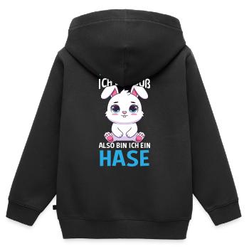 Hasen Sind Süß Ich Bin Süß Also Bin Ich Ein Hase - Kinder Premium Organic Zip Hoodie - Schwarz - Hinten - AI Model Kid Male (0cm)