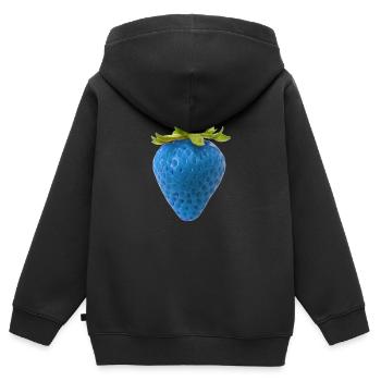 Blue Strawberry - Kinder Premium Organic Zip Hoodie - Schwarz - Hinten - AI Model Kid Male (0cm)