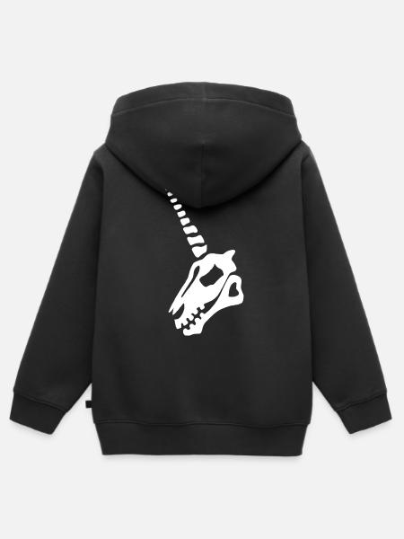 Weißer Einhorn Schädel - Kinder Premium Organic Zip Hoodie - Schwarz