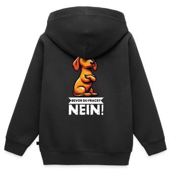 Avant que vous ne demandiez : teckel, propriétaire de teckel, propriétaire de teckel - Sweat Premium à capuche zippé enfant bio - noir - Dos - AI Model Kid Male (0cm)