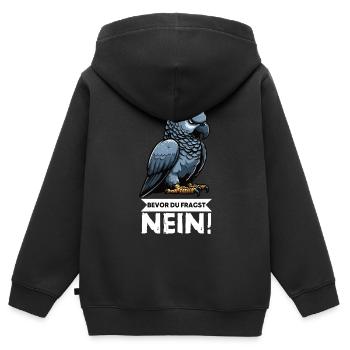 Avant que vous ne demandiez : pas de perroquet gris d’Afrique, perroquet, perroquet, perroquet, perroquet - Sweat Premium à capuche zippé enfant bio - noir - Dos - AI Model Kid Male (0cm)